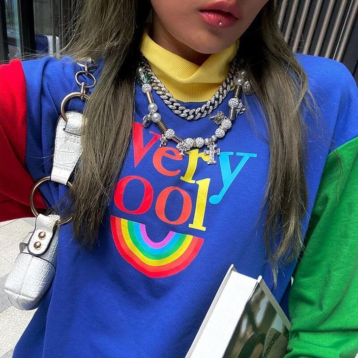 VERY COOL RAINBOW SWEATSHIRT-Cosmique Studio-aesthetic-clothing-store VERY COOL RAINBOW SWEATSHIRT-Cosmique Studio-aesthetic-clothing-store