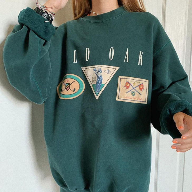 VINTAGE AUTUMN GREEN SWEATSHIRT-Cosmique Studio-aesthetic-clothing-store VINTAGE AUTUMN GREEN SWEATSHIRT-Cosmique Studio-aesthetic-clothing-store