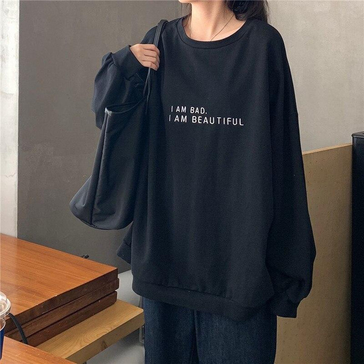 I AM BAD I AM BEAUTIFUL SWEATSHIRT-Cosmique Studio-aesthetic-clothing-store I AM BAD I AM BEAUTIFUL SWEATSHIRT-Cosmique Studio-aesthetic-clothing-store