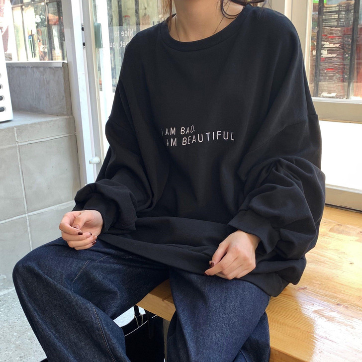 I AM BAD I AM BEAUTIFUL SWEATSHIRT-Cosmique Studio-aesthetic-clothing-store I AM BAD I AM BEAUTIFUL SWEATSHIRT-Cosmique Studio-aesthetic-clothing-store