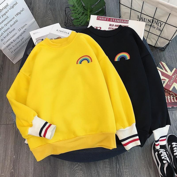 KAWAII RAINBOW EMBROIDERED SWEATSHIRT-Cosmique Studio-aesthetic-clothing-store KAWAII RAINBOW EMBROIDERED SWEATSHIRT-Cosmique Studio-aesthetic-clothing-store