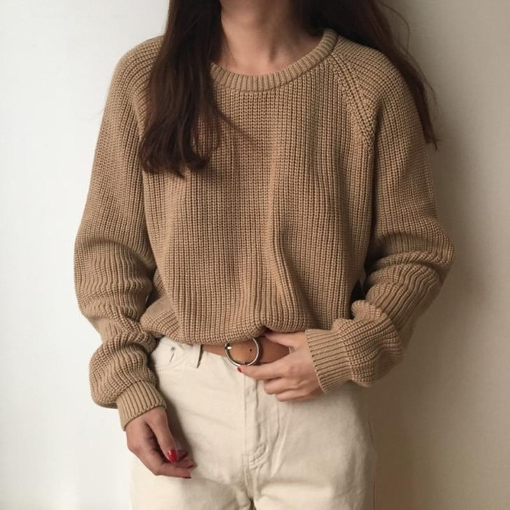 KOREAN STYLE SOFT SOLID SWEATER - Cosmique Studio