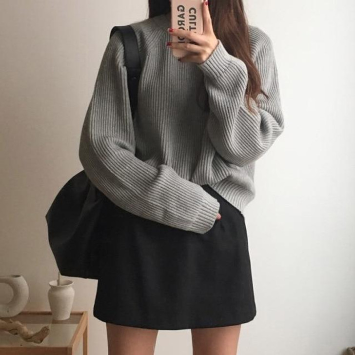 KOREAN STYLE SOFT SOLID SWEATER-Cosmique Studio-aesthetic-clothing-store KOREAN STYLE SOFT SOLID SWEATER-Cosmique Studio-aesthetic-clothing-store