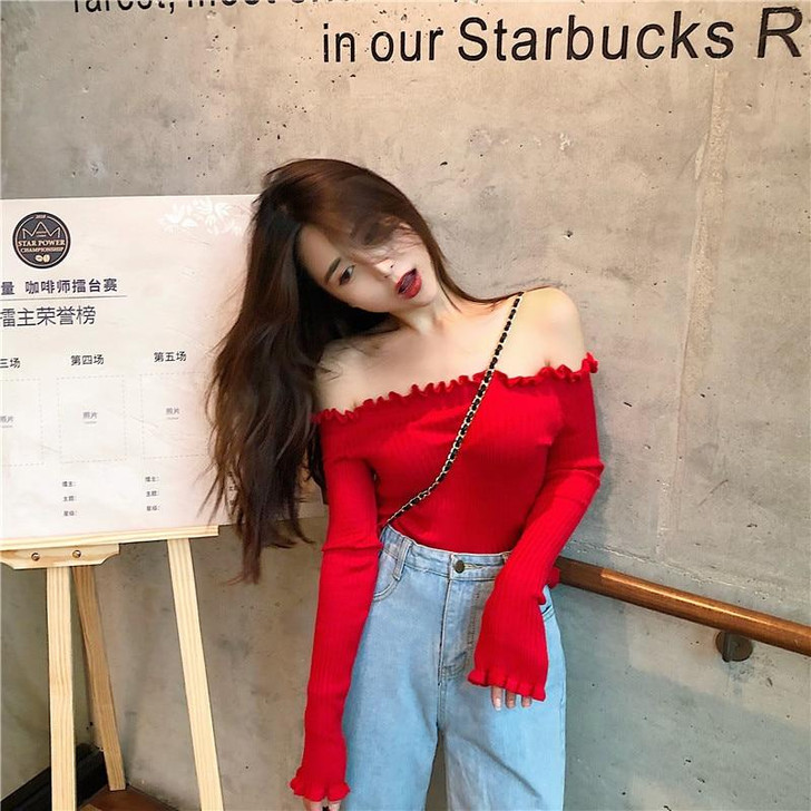 CHIC LONG SLEEVE CROP SWEATER-aesthetic-clothing-cosmiquestudio.com