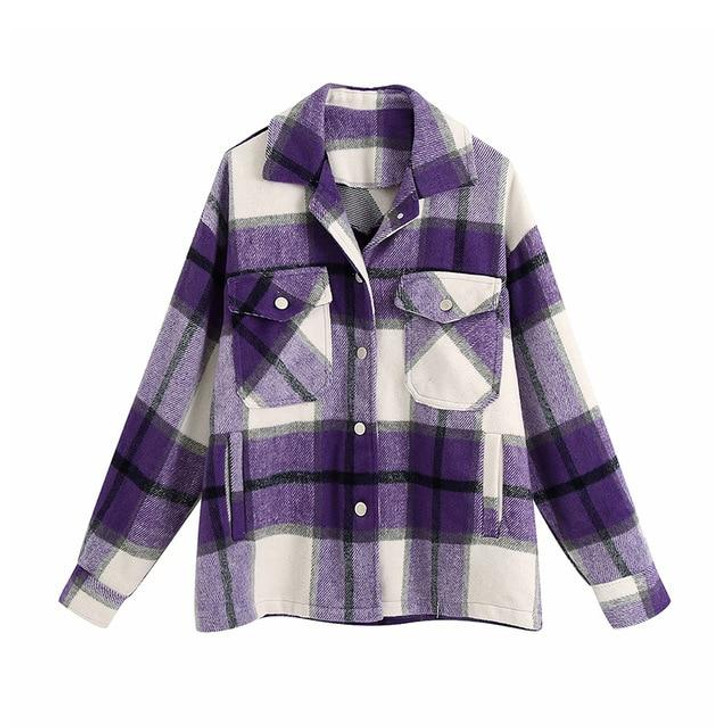 VINTAGE LUMBERJACK PLAID SHIRT JACKET-Cosmique Studio-Aesthetic-Outfits