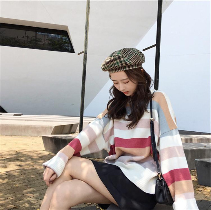 PREPPY STYLE LOOSE WINTER SWEATER-Cosmique Studio-Aesthetic-Outfits PREPPY STYLE LOOSE WINTER SWEATER-Cosmique Studio-Aesthetic-Outfits