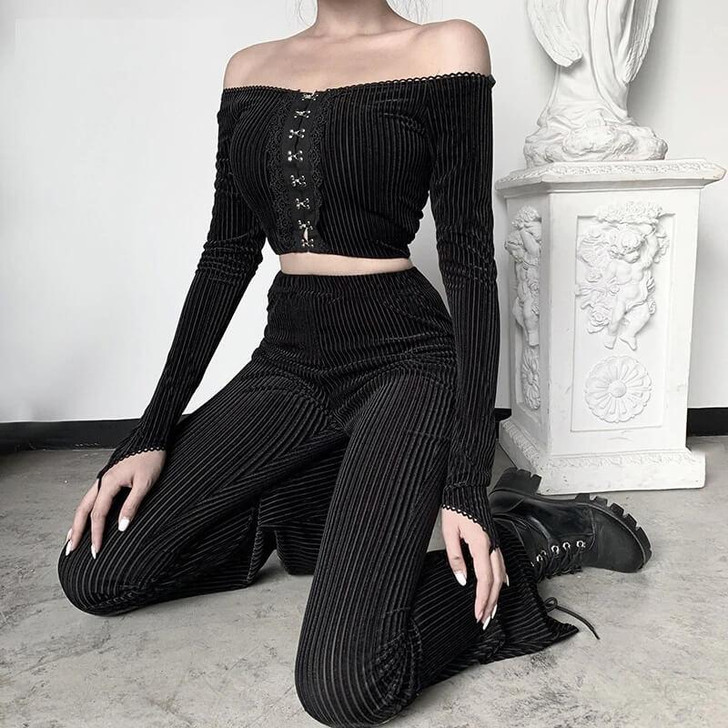 SEXY EGIRL VINTAGE BLACK PANTS-Cosmique Studio-Aesthetic-Outfits