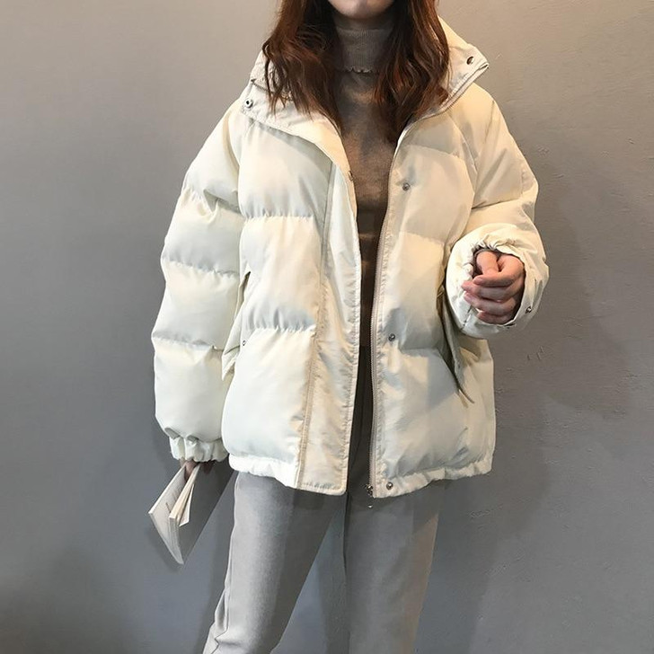 Korean Aesthetic Soft Puffer Jacket | Beige | L