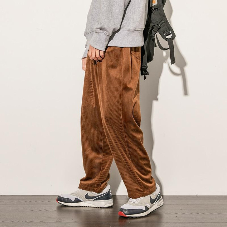 VINTAGE CORDUROY LOOSE MEN PANTS-Cosmique Studio-Aesthetic-Outfits VINTAGE CORDUROY LOOSE MEN PANTS-Cosmique Studio-Aesthetic-Outfits