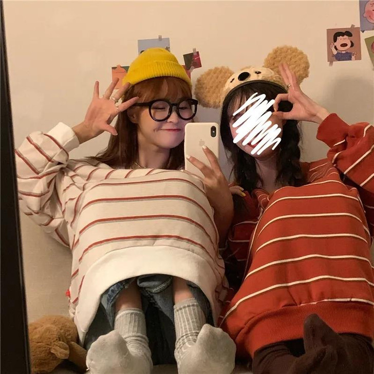 KOREAN AESTHETIC STRIPED LONG TEE-Cosmique Studio-Aesthetic-Outfits KOREAN AESTHETIC STRIPED LONG TEE-Cosmique Studio-Aesthetic-Outfits