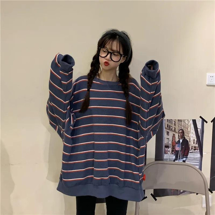 KOREAN AESTHETIC STRIPED LONG TEE - Cosmique Studio