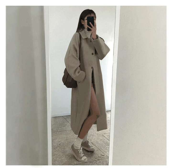 OFFICE STYLE CHIC CREAM LONG COAT-Cosmique Studio-Aesthetic-Outfits OFFICE STYLE CHIC CREAM LONG COAT-Cosmique Studio-Aesthetic-Outfits