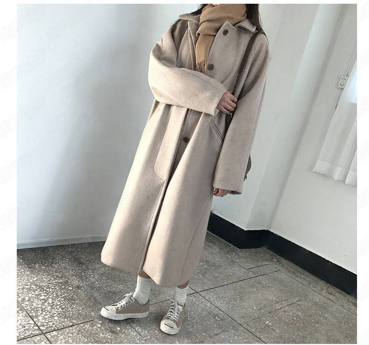 OFFICE STYLE CHIC CREAM LONG COAT-Cosmique Studio-Aesthetic-Outfits OFFICE STYLE CHIC CREAM LONG COAT-Cosmique Studio-Aesthetic-Outfits