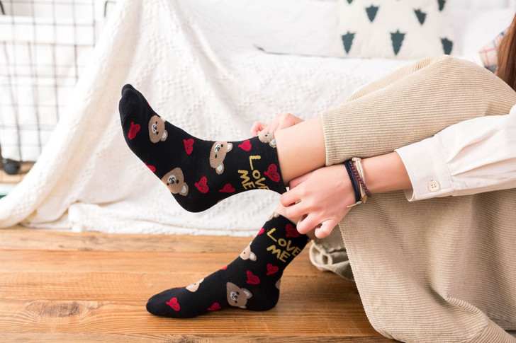 KAWAII CARTOON LOVE ME SOCKS-Cosmique Studio-Aesthetic-Outfits