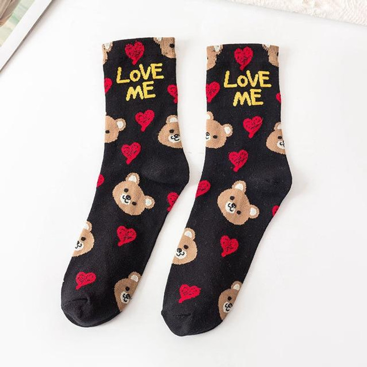 KAWAII CARTOON LOVE ME SOCKS-Cosmique Studio-Aesthetic-Outfits