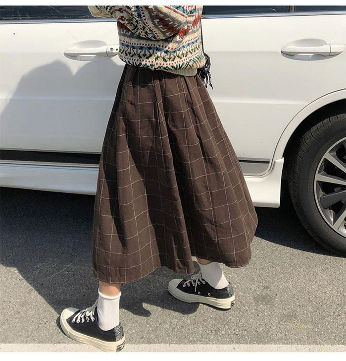 JAPANESE PREPPY STYLE PLAID SKIRT-Cosmique Studio-Aesthetic-Outfits