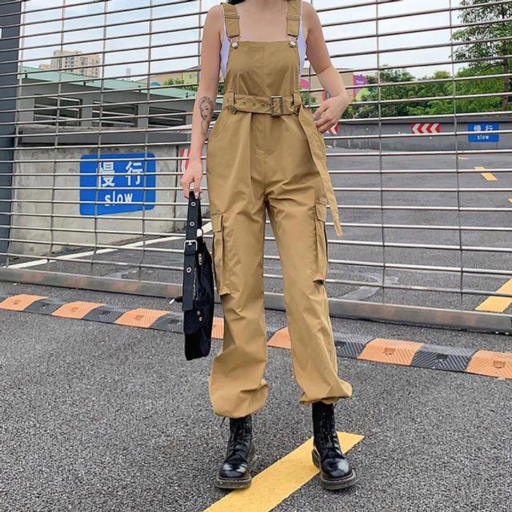 GOTH STYLE CARGO OVERALLS - Cosmique Studio - Aesthetic Outfits GOTH STYLE CARGO OVERALLS - Cosmique Studio - Aesthetic Outfits