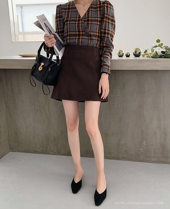 VINTAGE PLAID BUTTON BLOUSE - Cosmique Studio - Aesthetic Outfits VINTAGE PLAID BUTTON BLOUSE - Cosmique Studio - Aesthetic Outfits