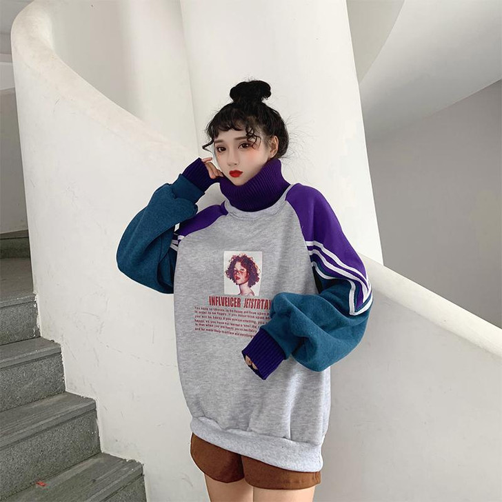 INDIE AESTHETIC TURTLENECK SWEATSHIRT - Cosmique Studio - Aesthetic Outfits INDIE AESTHETIC TURTLENECK SWEATSHIRT - Cosmique Studio - Aesthetic Outfits