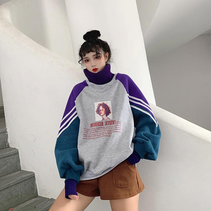 INDIE AESTHETIC TURTLENECK SWEATSHIRT - Cosmique Studio - Aesthetic Outfits INDIE AESTHETIC TURTLENECK SWEATSHIRT - Cosmique Studio - Aesthetic Outfits
