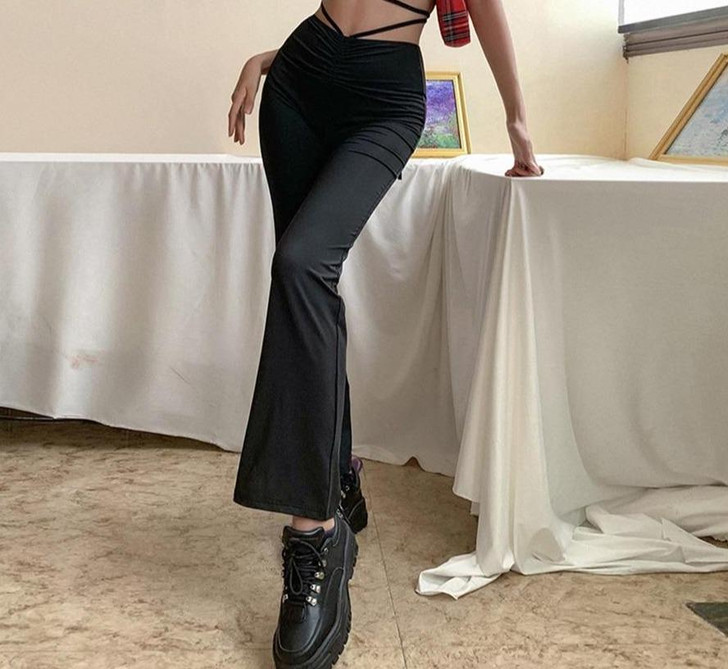 EDGY HIGH WAIST BANDAGE PANTS - Cosmique Studio - Aesthetic Outfits EDGY HIGH WAIST BANDAGE PANTS - Cosmique Studio - Aesthetic Outfits