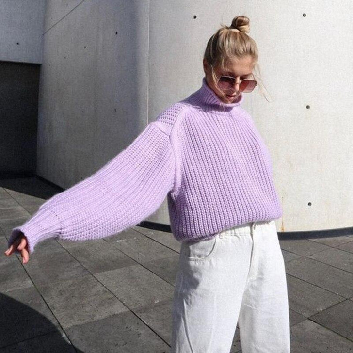 VINTAGE KNITTED TURTLENECK SWEATER - Cosmique Studio - Aesthetic Outfits