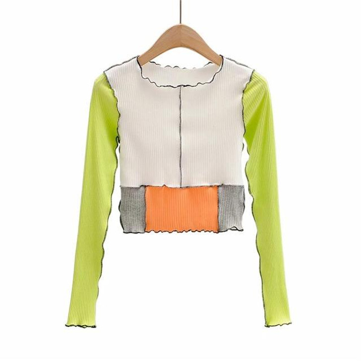 HARAJUKU PATCHWORK CROP TOP - Cosmique Studio - Aesthetic Outfits HARAJUKU PATCHWORK CROP TOP - Cosmique Studio - Aesthetic Outfits