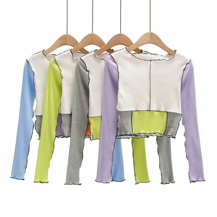 HARAJUKU PATCHWORK CROP TOP - Cosmique Studio - Aesthetic Outfits HARAJUKU PATCHWORK CROP TOP - Cosmique Studio - Aesthetic Outfits