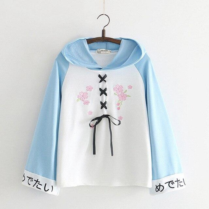 SOFT KAWAII GIRL LACE UP HOODIE - Cosmique Studio - Aesthetic Outfits SOFT KAWAII GIRL LACE UP HOODIE - Cosmique Studio - Aesthetic Outfits