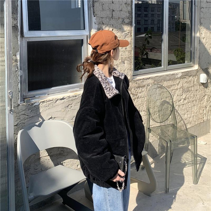 Y2K LEOPARD CORDUROY JACKET - Cosmique Studio - Aesthetic Outfits Y2K LEOPARD CORDUROY JACKET - Cosmique Studio - Aesthetic Outfits