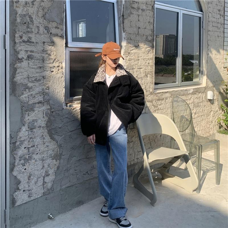 Y2K LEOPARD CORDUROY JACKET - Cosmique Studio - Aesthetic Outfits Y2K LEOPARD CORDUROY JACKET - Cosmique Studio - Aesthetic Outfits
