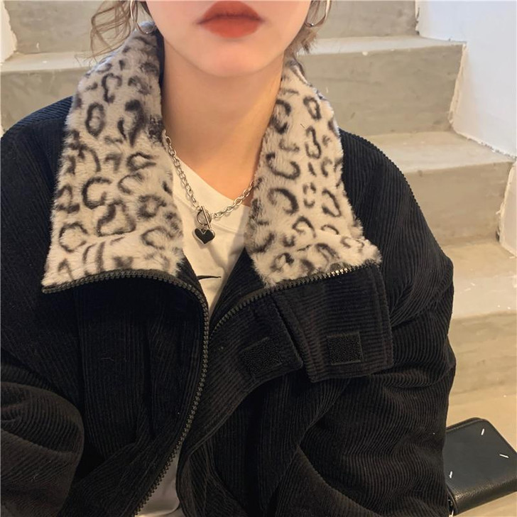 Y2K LEOPARD CORDUROY JACKET - Cosmique Studio - Aesthetic Outfits Y2K LEOPARD CORDUROY JACKET - Cosmique Studio - Aesthetic Outfits