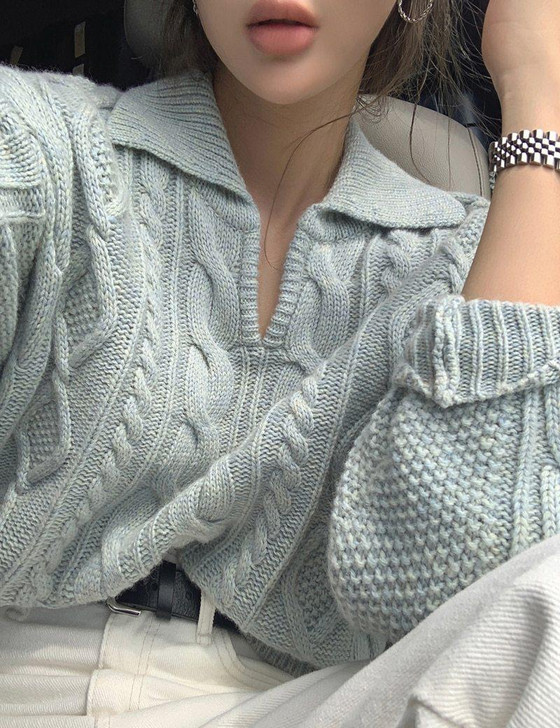 RETRO KNITTED WARM SWEATER - Cosmique Studio - Aesthetic Outfits