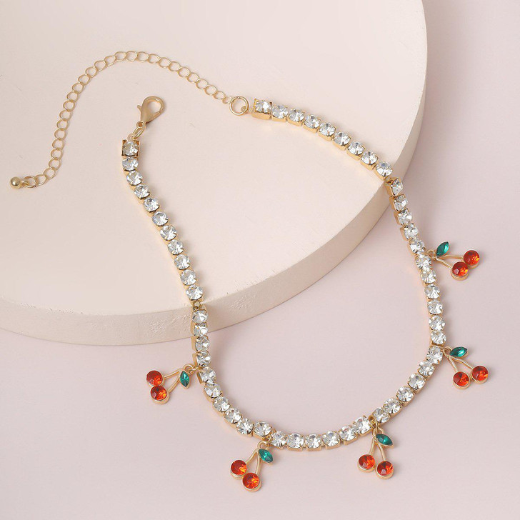 KAWAII CHERRY CHOKER NECKLACE - Cosmique Studio - Aesthetic Outfits