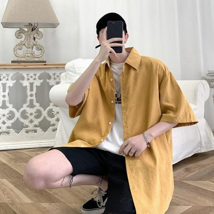KOREAN COTTON MEN SHIRT - Cosmique Studio - Aesthetic Outfits KOREAN COTTON MEN SHIRT - Cosmique Studio - Aesthetic Outfits