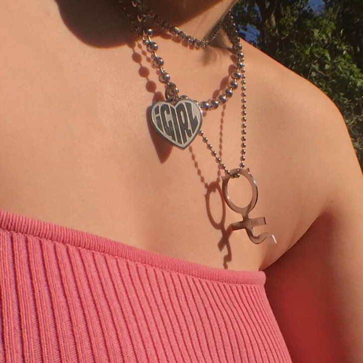 90S IGIRL HEART NECKLACE - Cosmique Studio - Aesthetic Outfits
