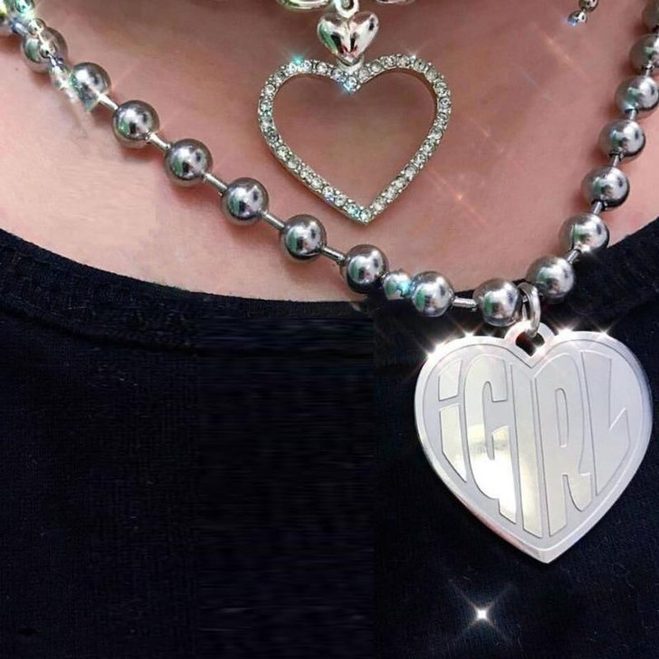 90S IGIRL HEART NECKLACE - Cosmique Studio - Aesthetic Outfits