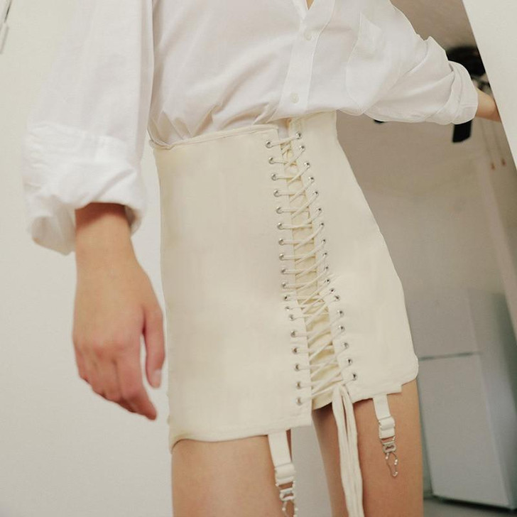 EDGY LACE UP SKIRT - Cosmique Studio - Aesthetic Outfits