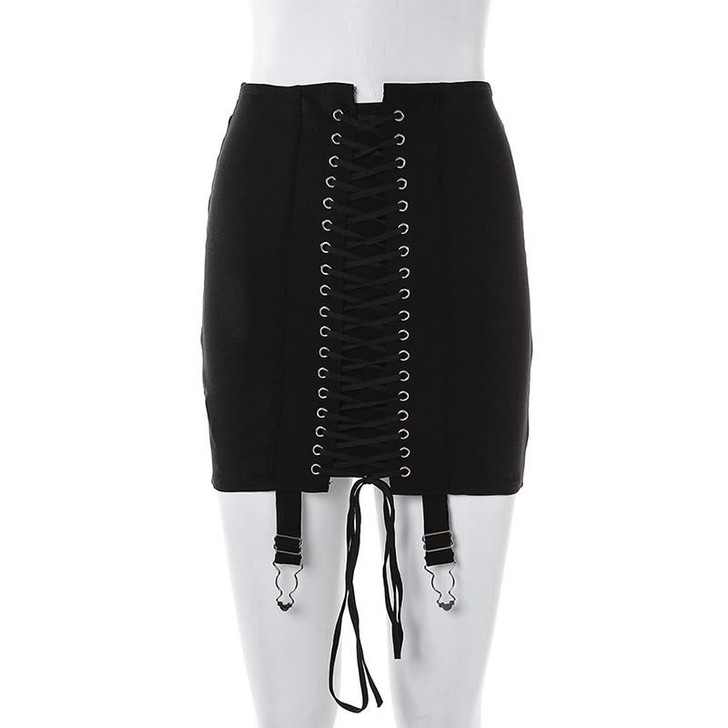 EDGY LACE UP SKIRT - Cosmique Studio