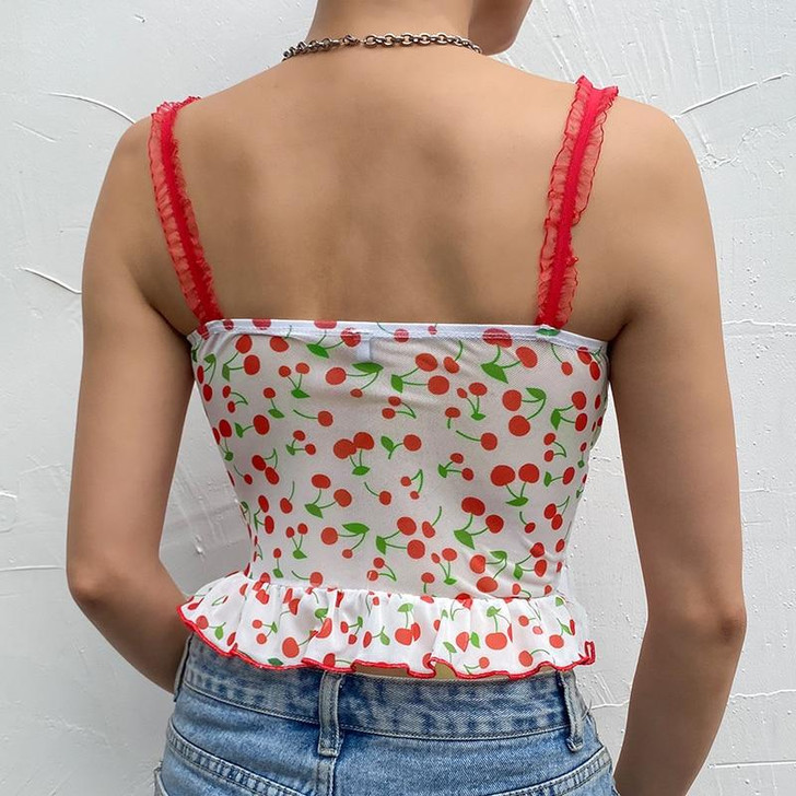 Y2K CHERRY CROP TOP - Cosmique Studio - Aesthetic Outfits Y2K CHERRY CROP TOP - Cosmique Studio - Aesthetic Outfits