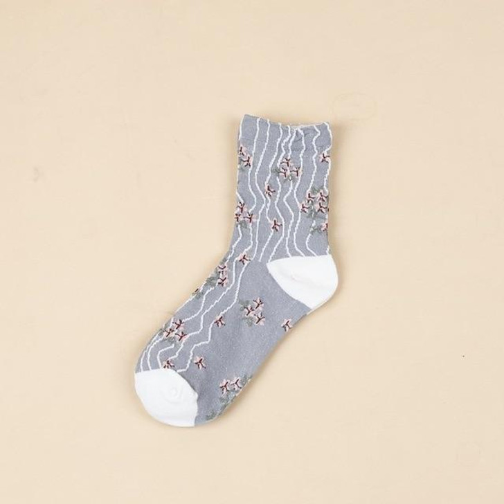 CUTE FLORAL PRINT SOCKS - Cosmique Studio - Aesthetic Outfits