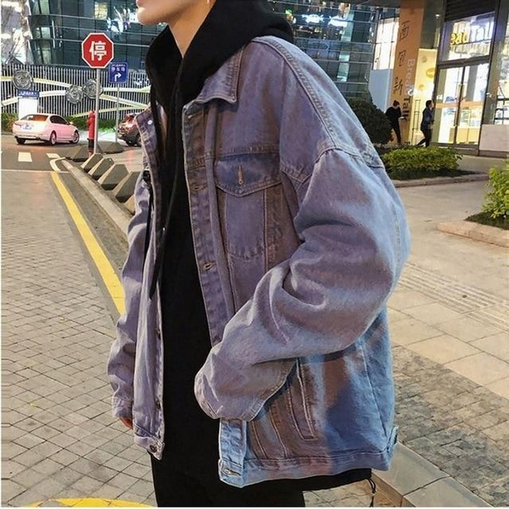 DENIM LOOSE MEN JACKET - Cosmique Studio - Aesthetic Outfits DENIM LOOSE MEN JACKET - Cosmique Studio - Aesthetic Outfits