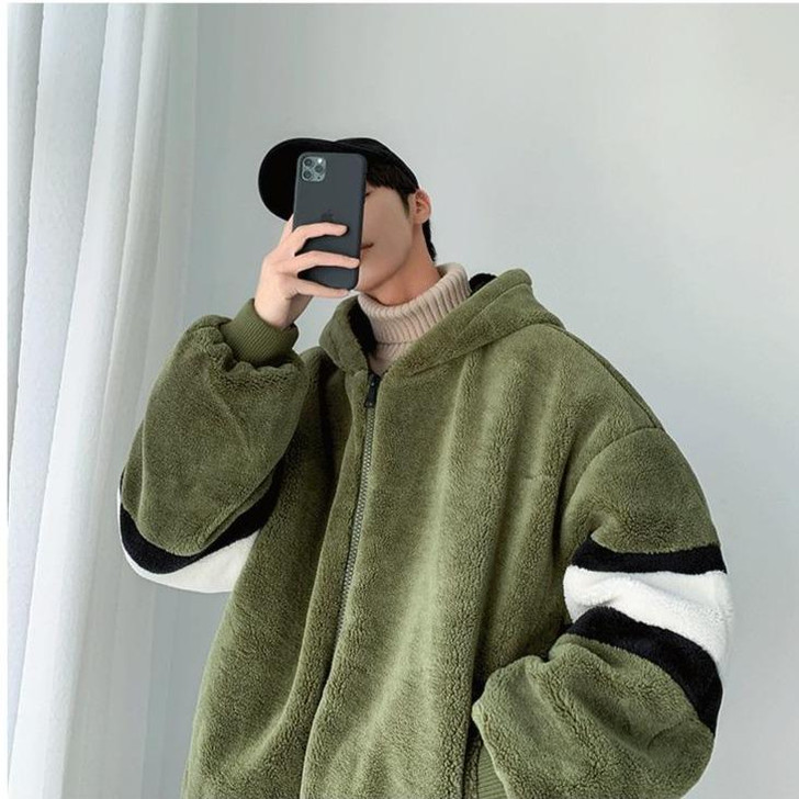 FUR LOOSE HOODED MEN JACKET - Cosmique Studio - Aesthetic Outfits FUR LOOSE HOODED MEN JACKET - Cosmique Studio - Aesthetic Outfits