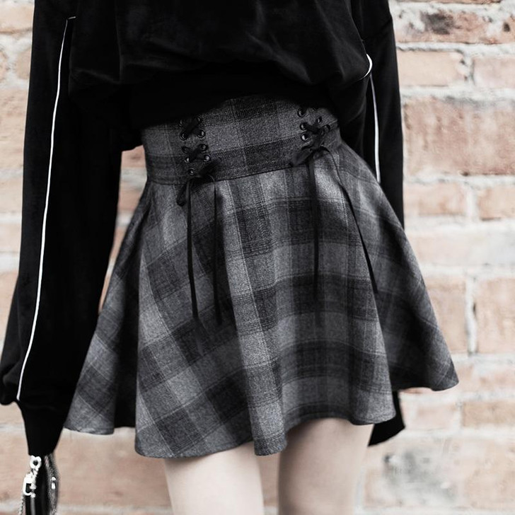 EGIRL GRAY PLAID MINI SKIRT - Cosmique Studio