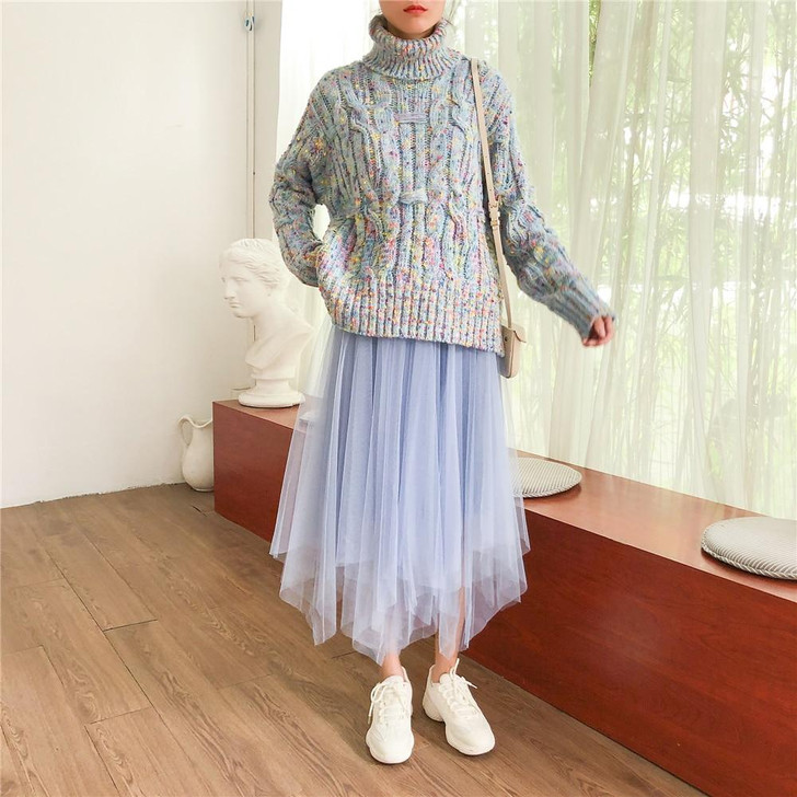 SOFT GIRL TURTLENECK SWEATER - Cosmique Studio - Aesthetic Outfits SOFT GIRL TURTLENECK SWEATER - Cosmique Studio - Aesthetic Outfits