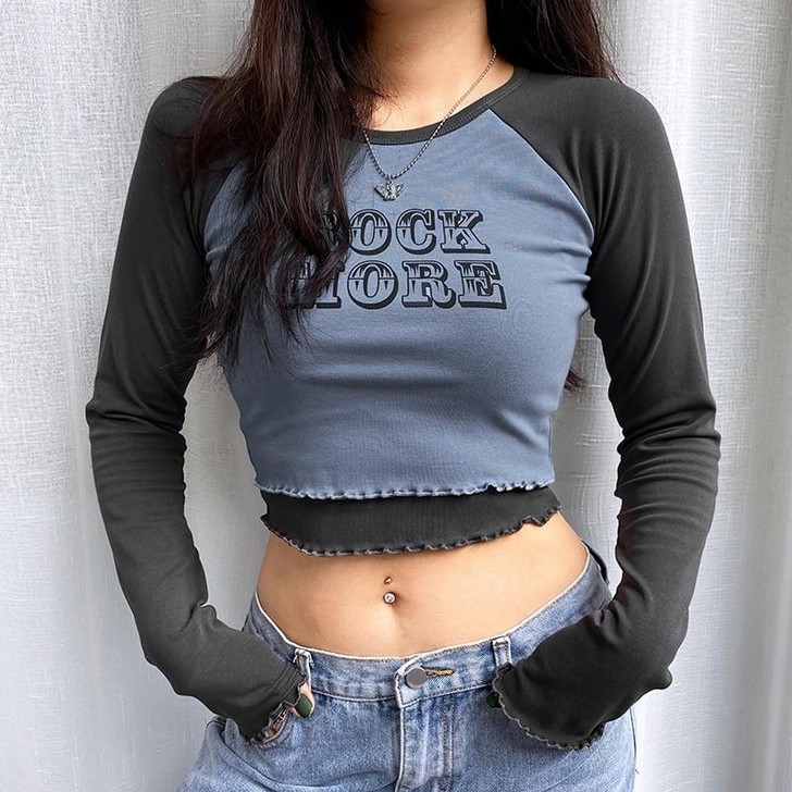 Y2K ROCK MORE PATCHWORK CROP TOP - Cosmique Studio - Aesthetic Outfits