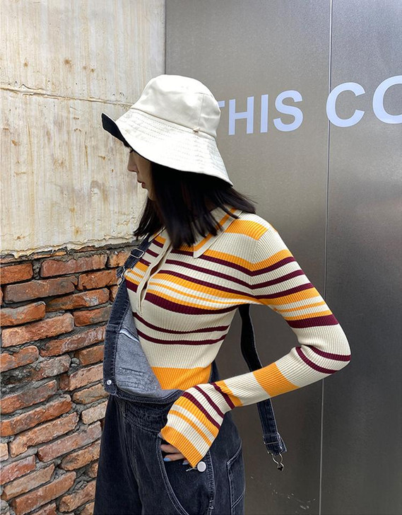 Y2K SPREAD COLLAR KNITTED BODYSUIT - Cosmique Studio - Aesthetic Outfits Y2K SPREAD COLLAR KNITTED BODYSUIT - Cosmique Studio - Aesthetic Outfits