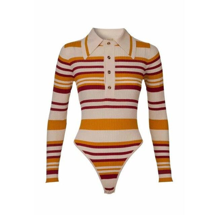 Y2K SPREAD COLLAR KNITTED BODYSUIT - Cosmique Studio - Aesthetic Outfits Y2K SPREAD COLLAR KNITTED BODYSUIT - Cosmique Studio - Aesthetic Outfits