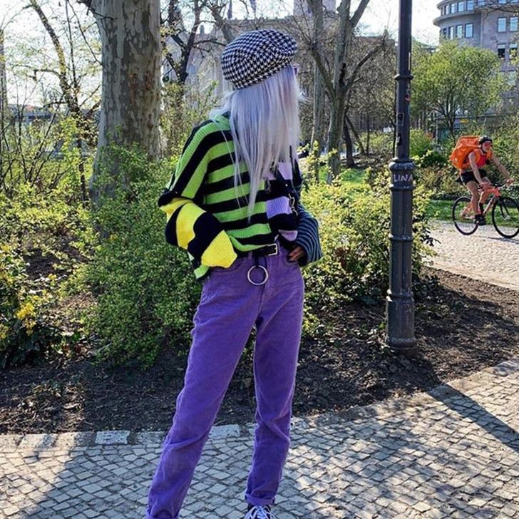 Y2K ASYMMETRIC STRIPED KNITTED SWEATER - Cosmique Studio - Aesthetic Outfits Y2K ASYMMETRIC STRIPED KNITTED SWEATER - Cosmique Studio - Aesthetic Outfits