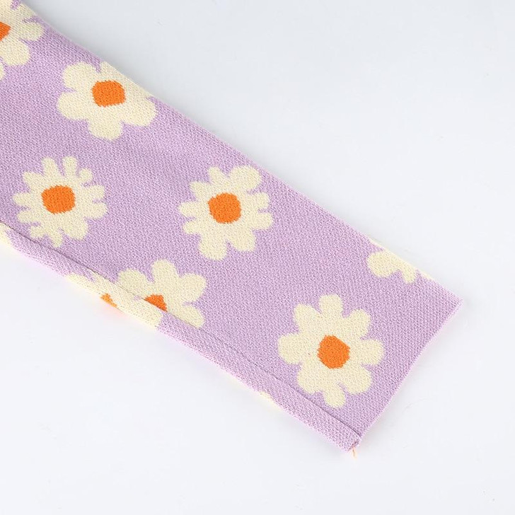 SOFT GIRL DAISY LILAC CROP SWEATER - Cosmique Studio - Aesthetic Clothes SOFT GIRL DAISY LILAC CROP SWEATER - Cosmique Studio - Aesthetic Clothes